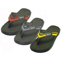 M7751 - Wholesale Men's " Wave " Sport Thong Sandals ( * Asst. Black/Gray, Black/Red & Black/Yellow )